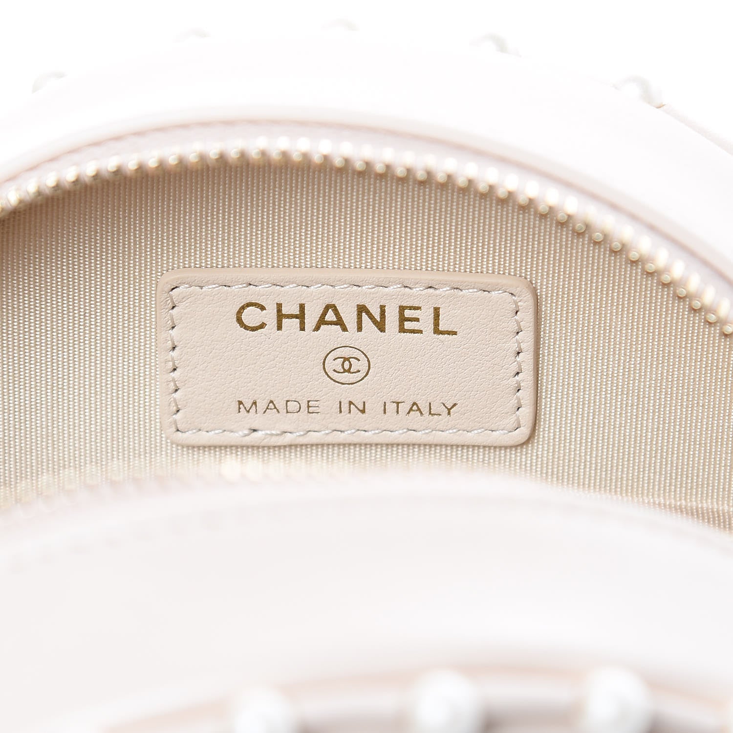 Chanel Calfskin Quilted Pearl Round Clutch With Chain White 6 of 10