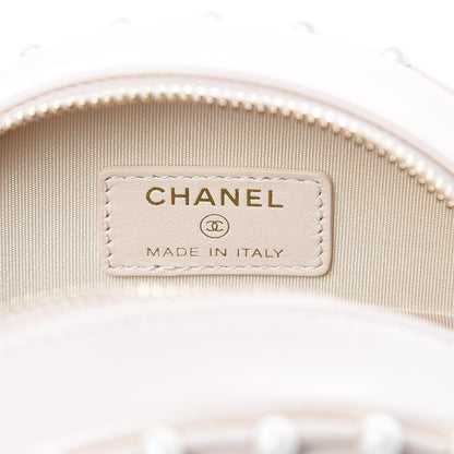 Chanel Calfskin Quilted Pearl Round Clutch With Chain White 6 of 10