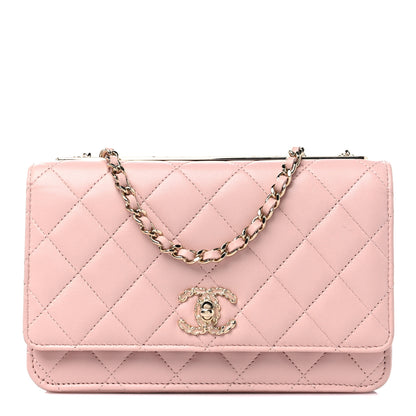 Chanel Lambskin Quilted Trendy Chain CC Wallet On Chain WOC Light Pink 1 of 11