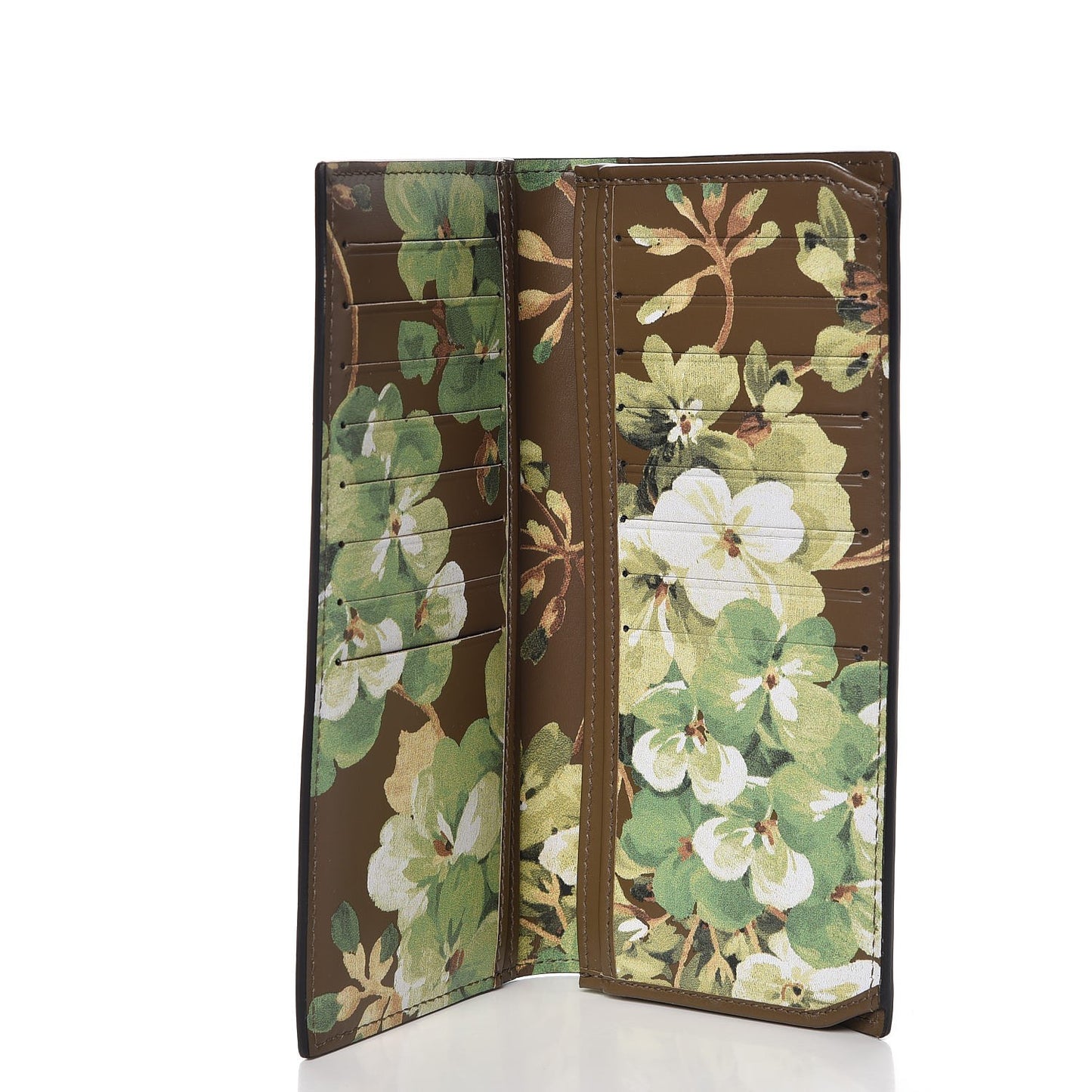 Calfskin Blooms Long Wallet Black
