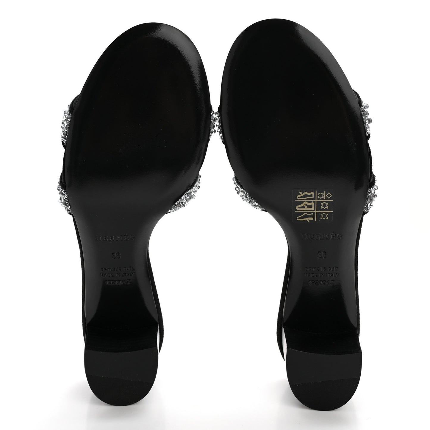 Suede Goatskin Crystal Oasis Sandals 38 Gris Argente Black
