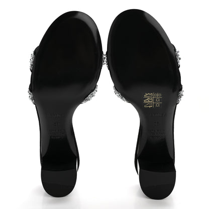Hermes Suede Goatskin Crystal Oasis Sandals 38 Gris Argente Black 5 of 7