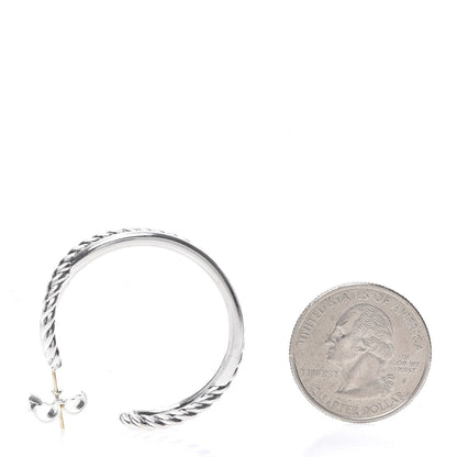 David Yurman Sterling Silver Crossover Cable Hoop Earrings 2 of 4