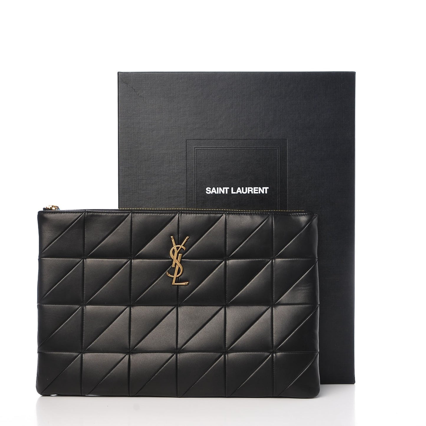 Lambskin Patchwork Monogram Jamie Document Holder Black