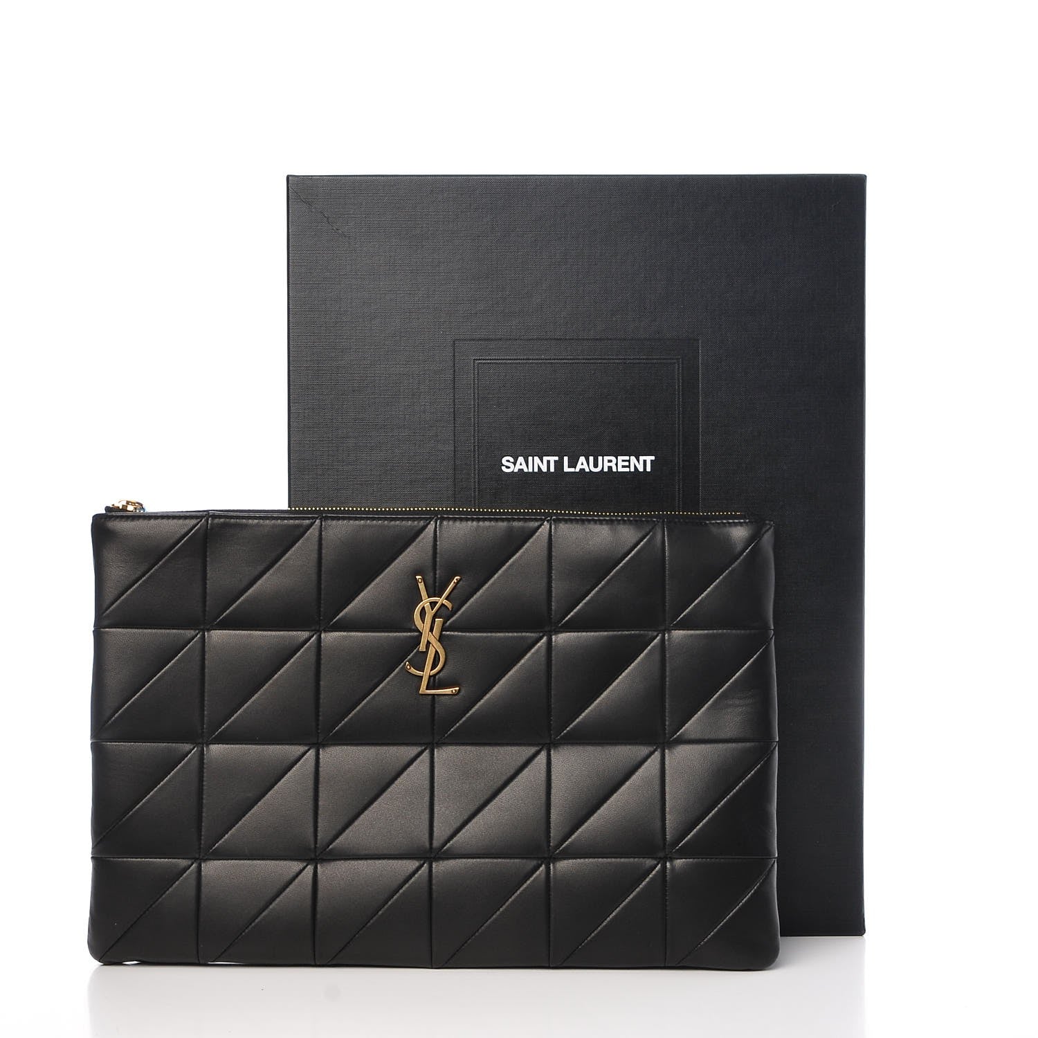 Saint Laurent Lambskin Patchwork Monogram Jamie Document Holder Black 7 of 7