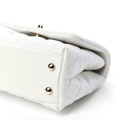 Chanel Iridescent Caviar Quilted Extra Mini Coco Handle Flap White 7 of 10