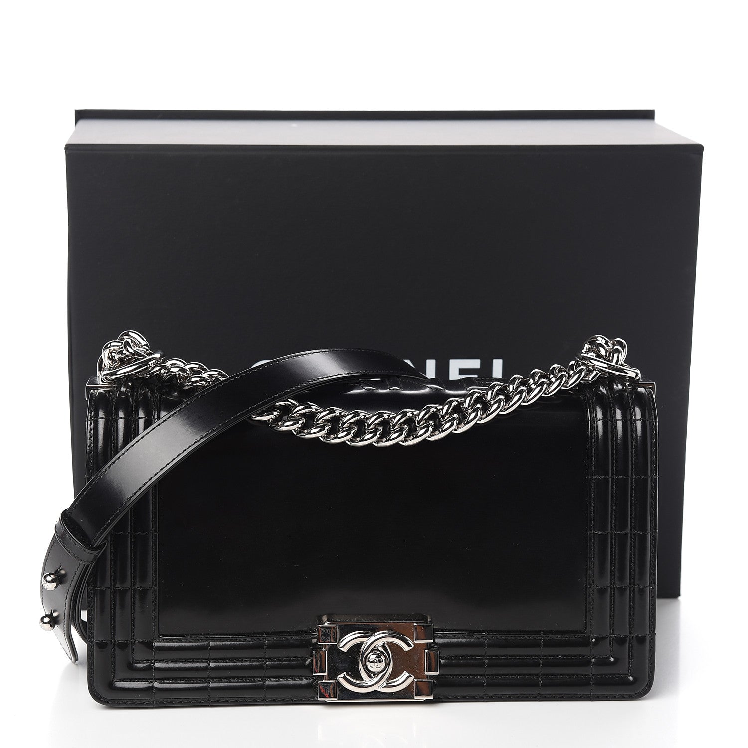 Chanel Glazed Calfskin Medium Boy Flap Black 11 of 11