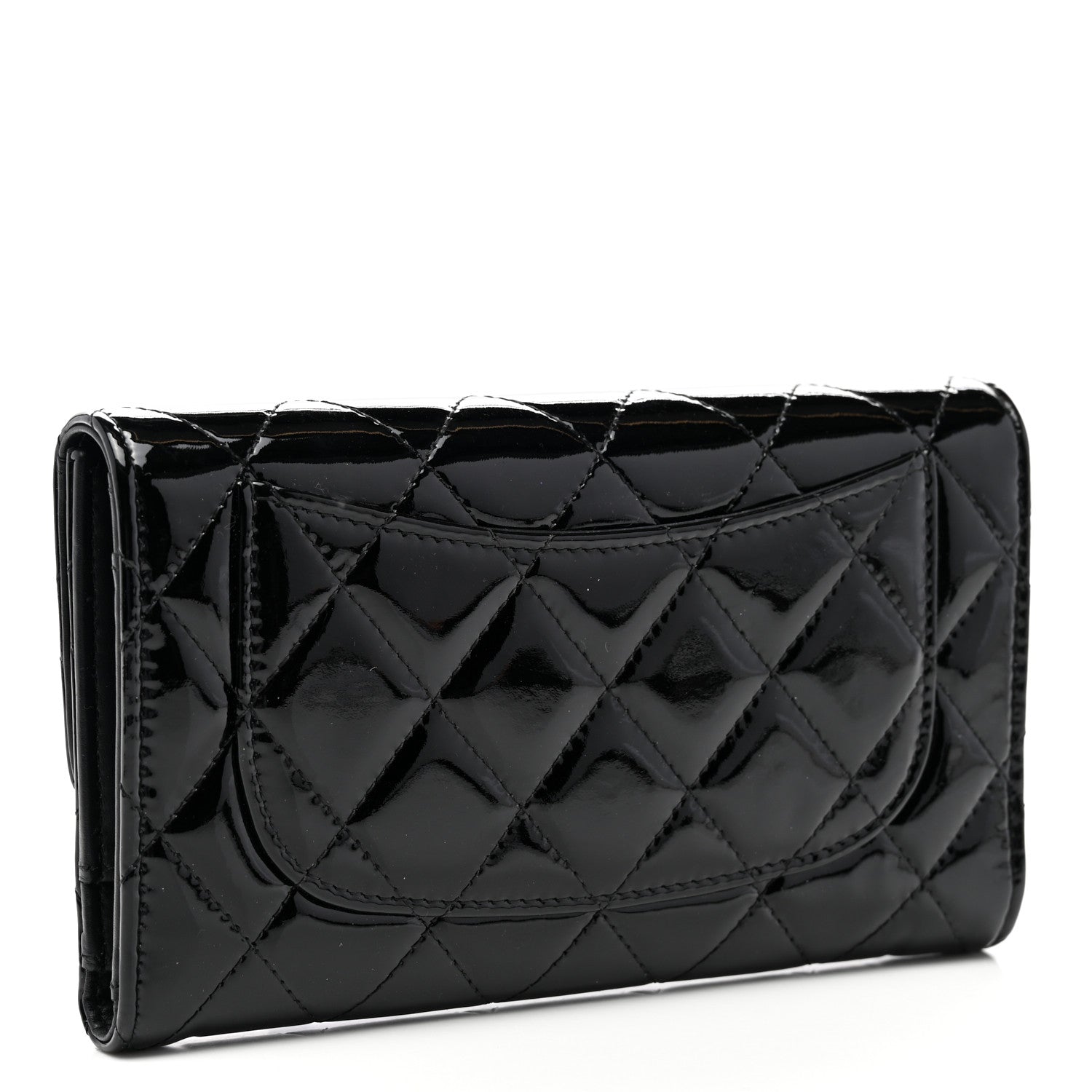 Chanel Patent Quilted Large Flap Wallet Black 3 of 8