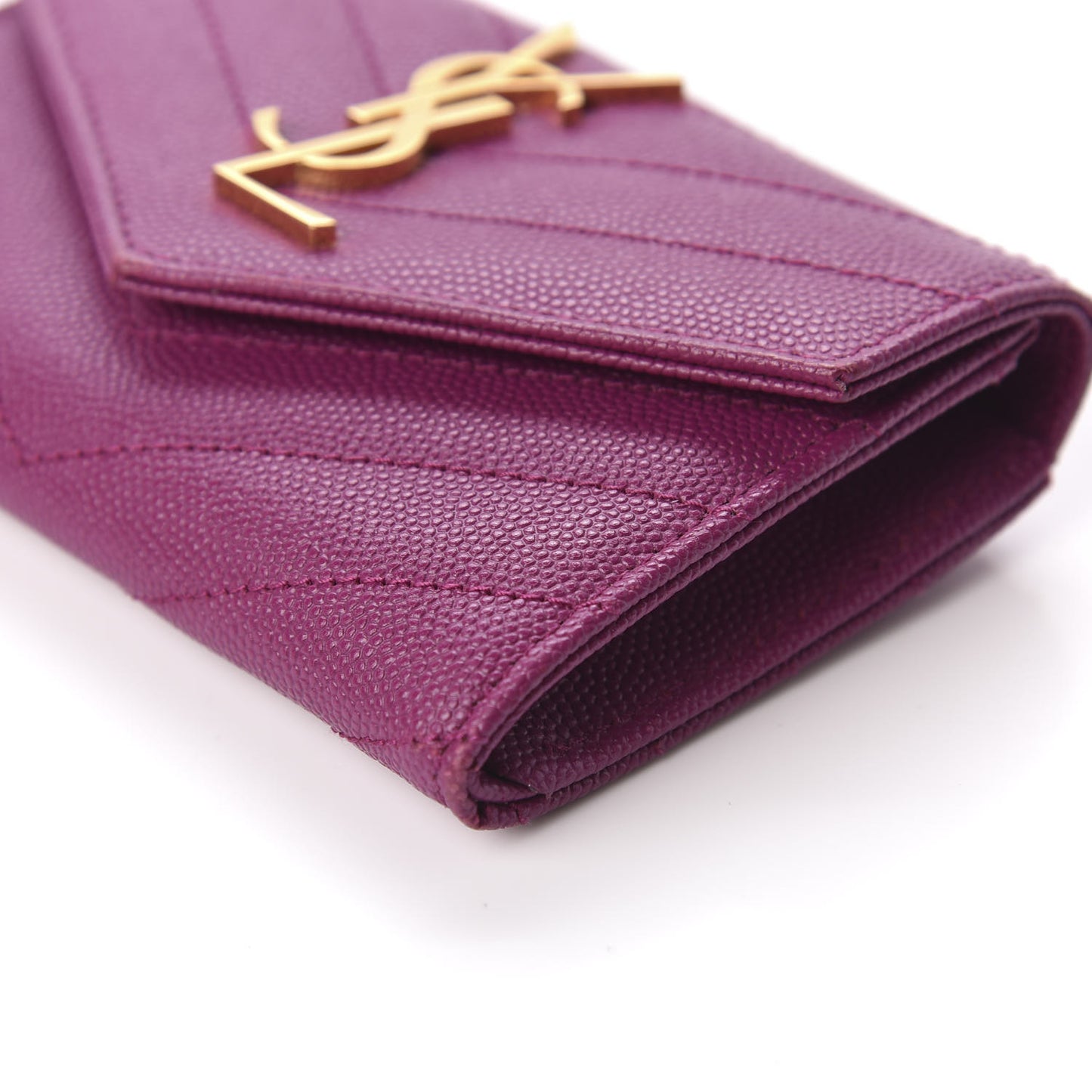 Grain De Poudre Matelasse Chevron Small Monogram Envelope Wallet Dark Grape