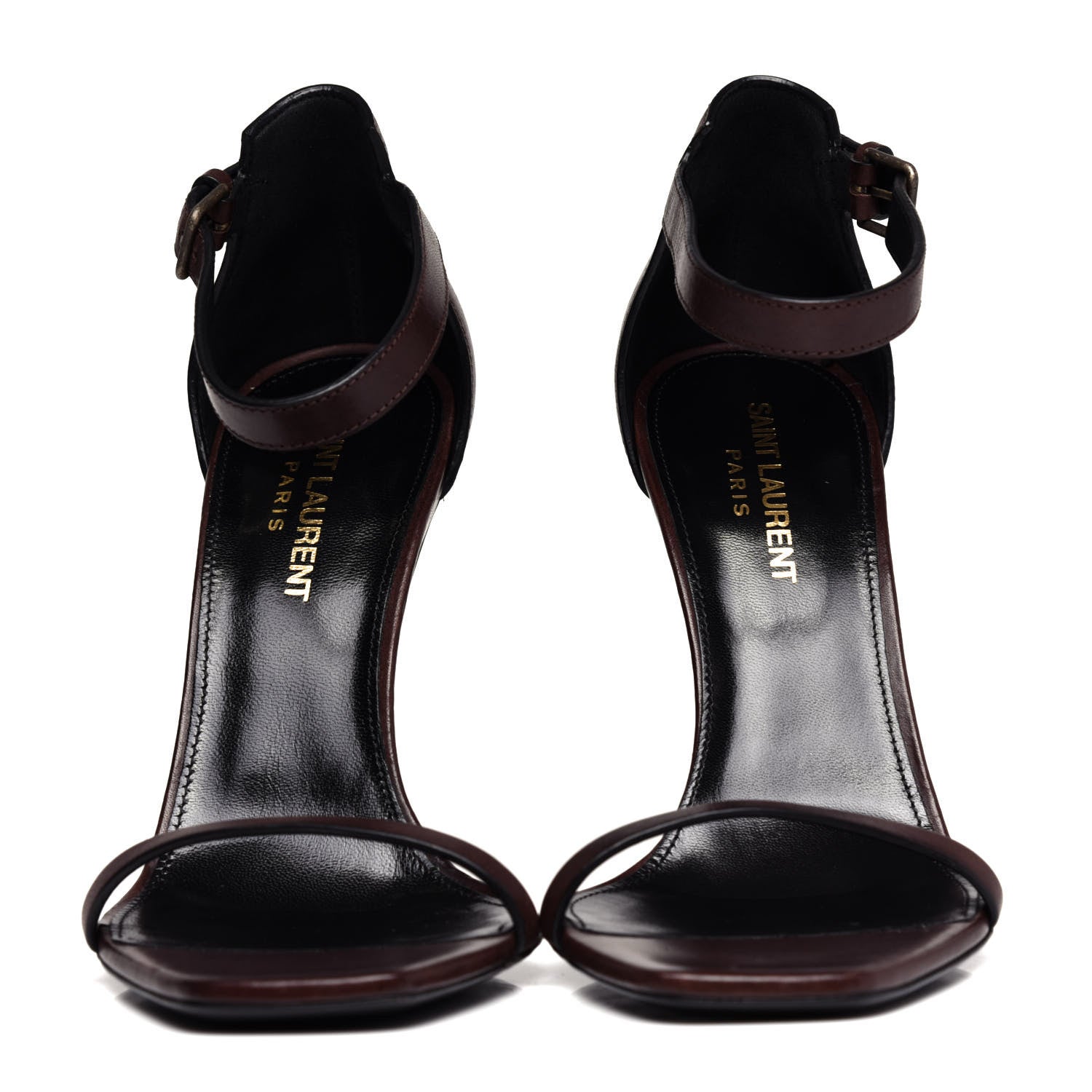Saint Laurent Calfskin Opyum Sandals 37.5 Brown 2 of 11