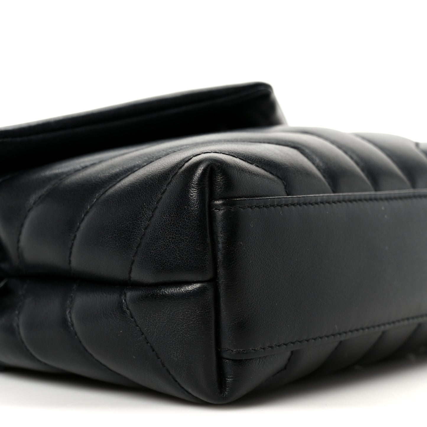 Calfskin Y Quilted Monogram Monochrome Toy Loulou Crossbody Bag Black