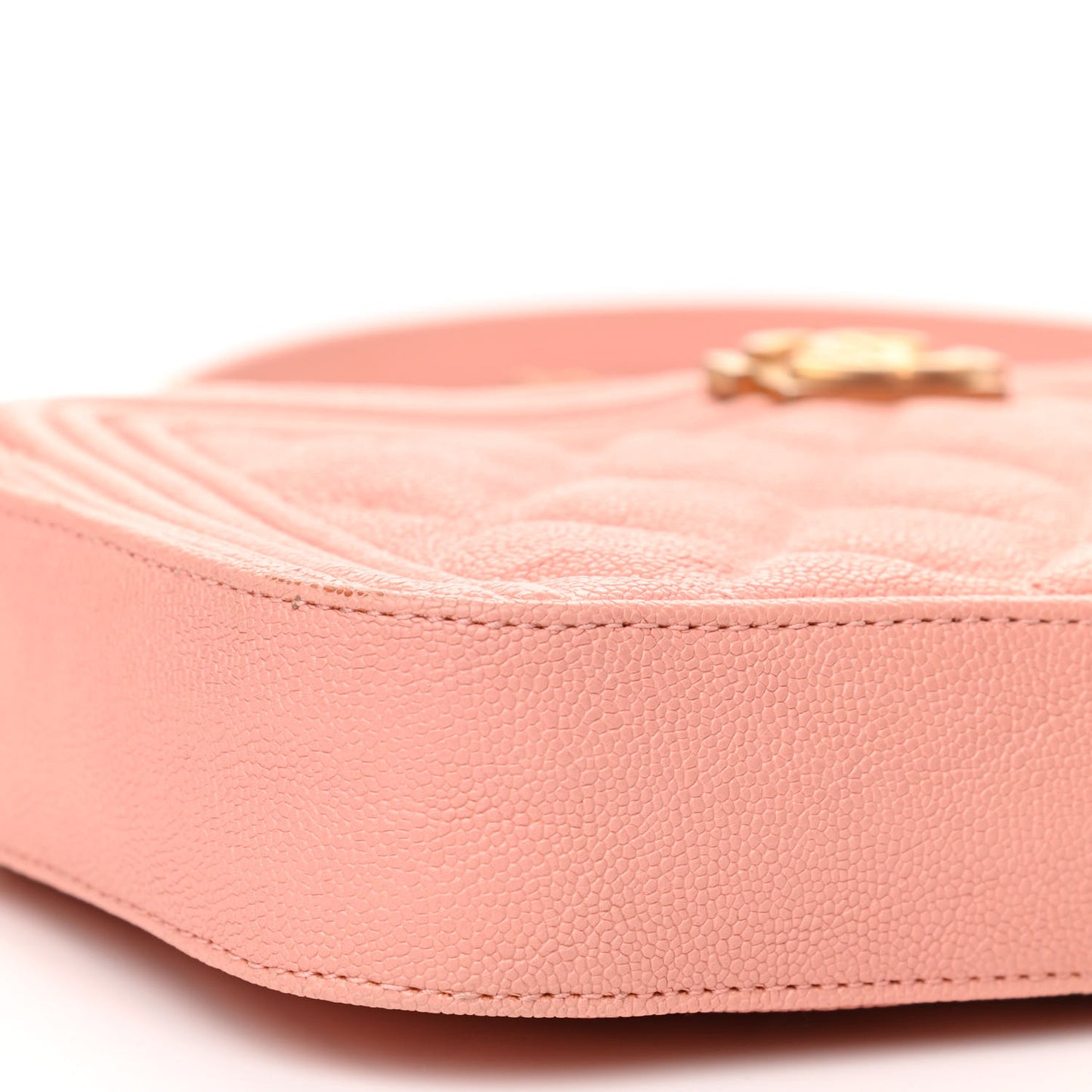 Caviar Quilted Small Boy Clutch With Chain Light Pink