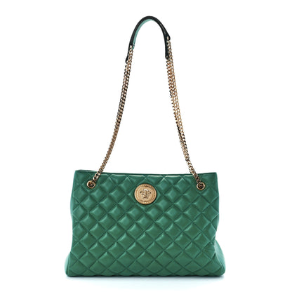 Versace Nappa Quilted Medusa Chain Shoulder Bag Green 1 of 12