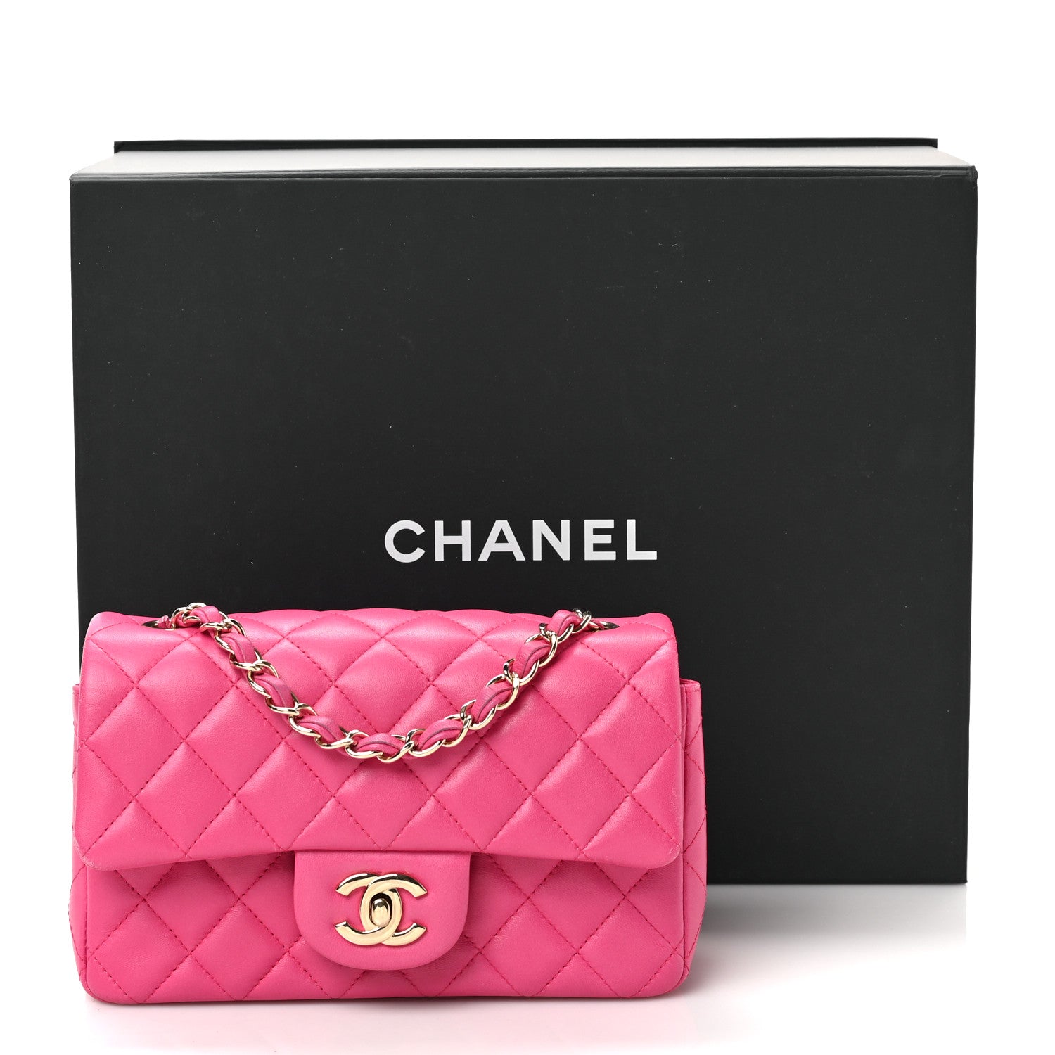 Chanel Lambskin Quilted Mini Rectangular Flap Fuchsia 10 of 10
