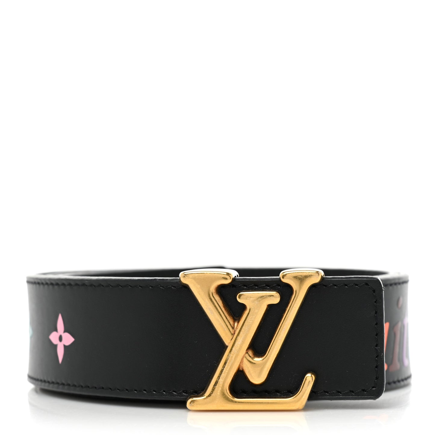 Calfskin 35mm LV New Wave Belt 80 32 Black