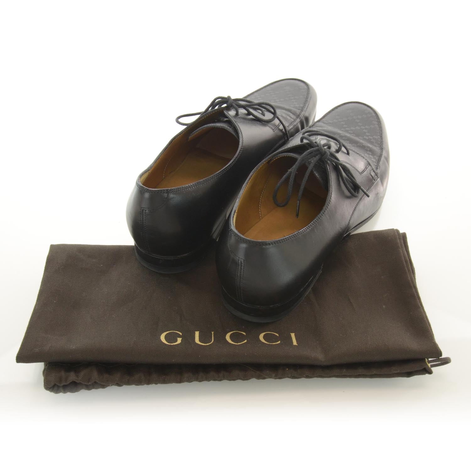 Gucci Mens Leather Shoes Black 8 3 of 6