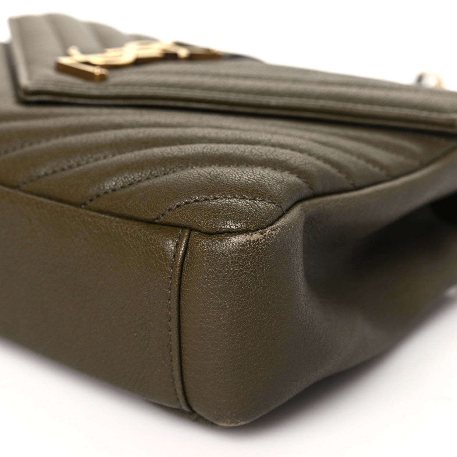 Saint Laurent Sheepskin Matelasse Chevron Monogram Medium College Bag Seawood 10 of 15