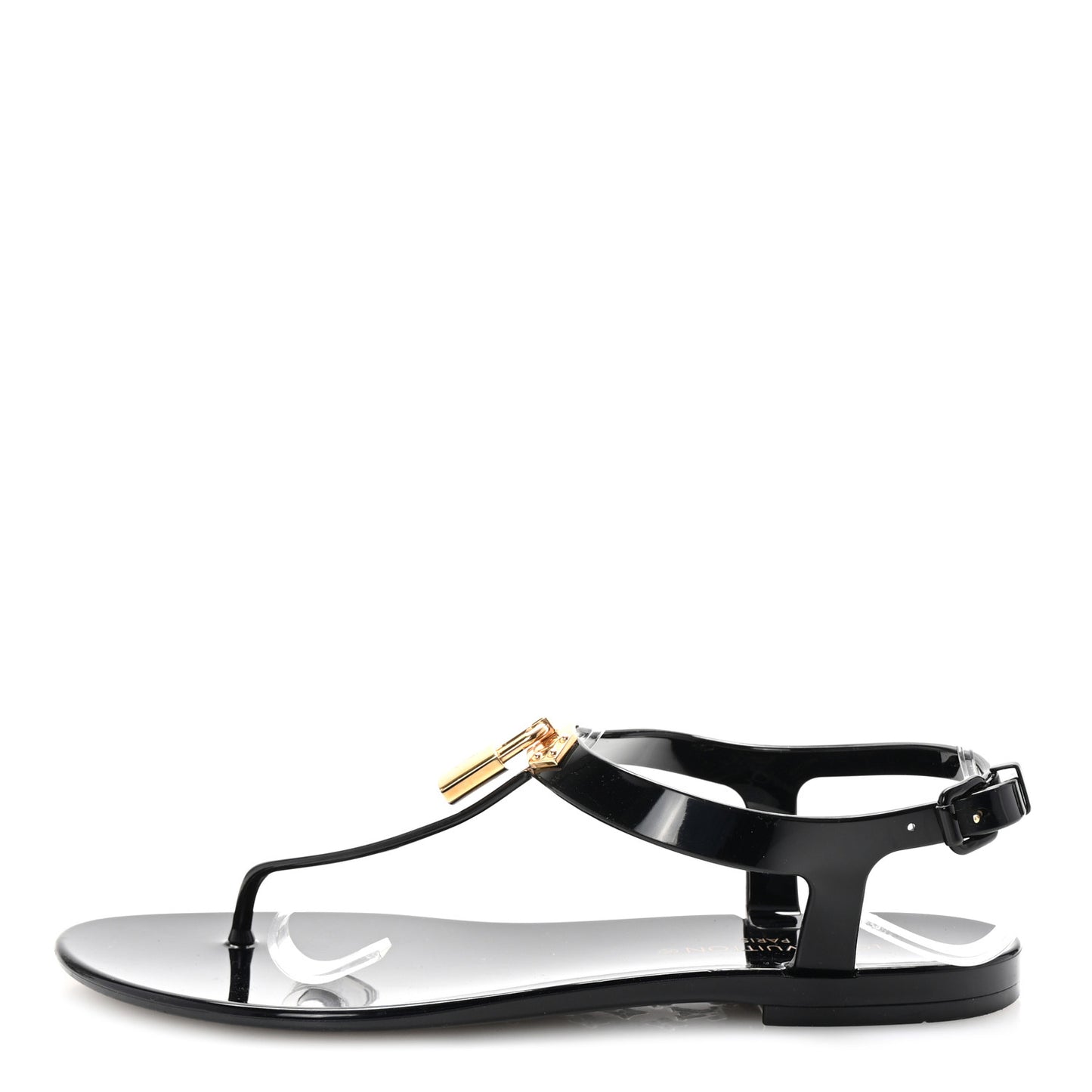 Rubber Bikini Thong Flat Sandals 38 Black