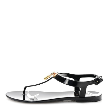 Louis Vuitton Rubber Bikini Thong Flat Sandals 38 Black 1 of 8