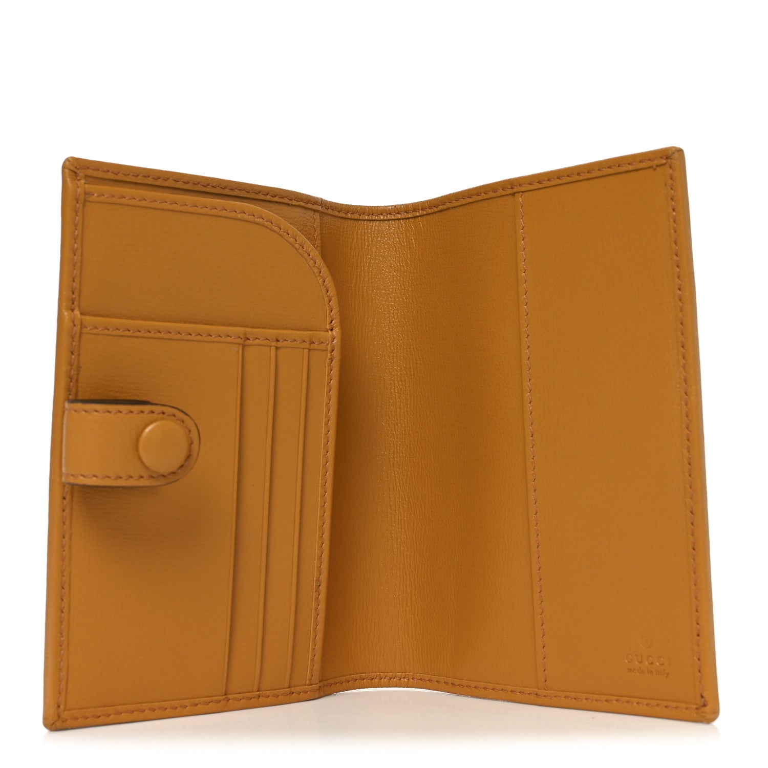 Gucci GG Supreme Monogram Textured Calfskin Retro Interlocking G Passport Case Beige Yellow 9 of 14
