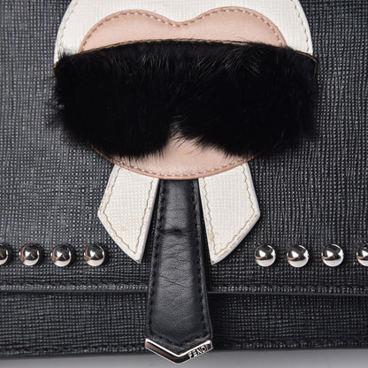 Fendi Vitello Elite Mink Fur Studded Karlito Tube Wallet on Chain Black 11 of 14