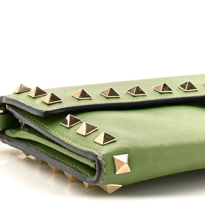 Valentino Garavani Calfskin Rockstud Wristlet Travel Wallet Green 4 of 17