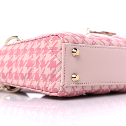 Christian Dior Lambskin Cannage Houndstooth Printed Micro Lady Dior Pink 6 of 8