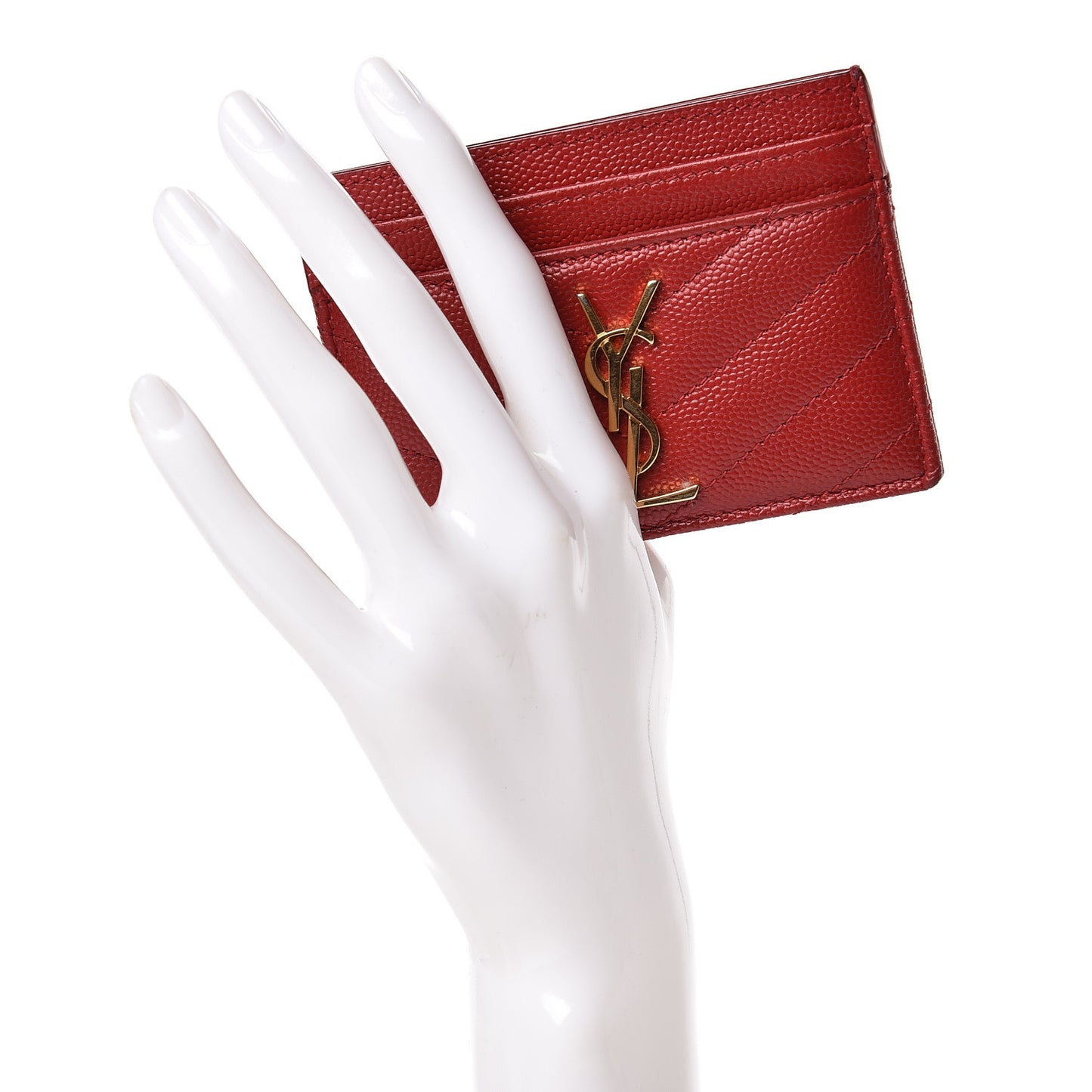Grain De Poudre Matelasse Chevron Credit Card Case New Red