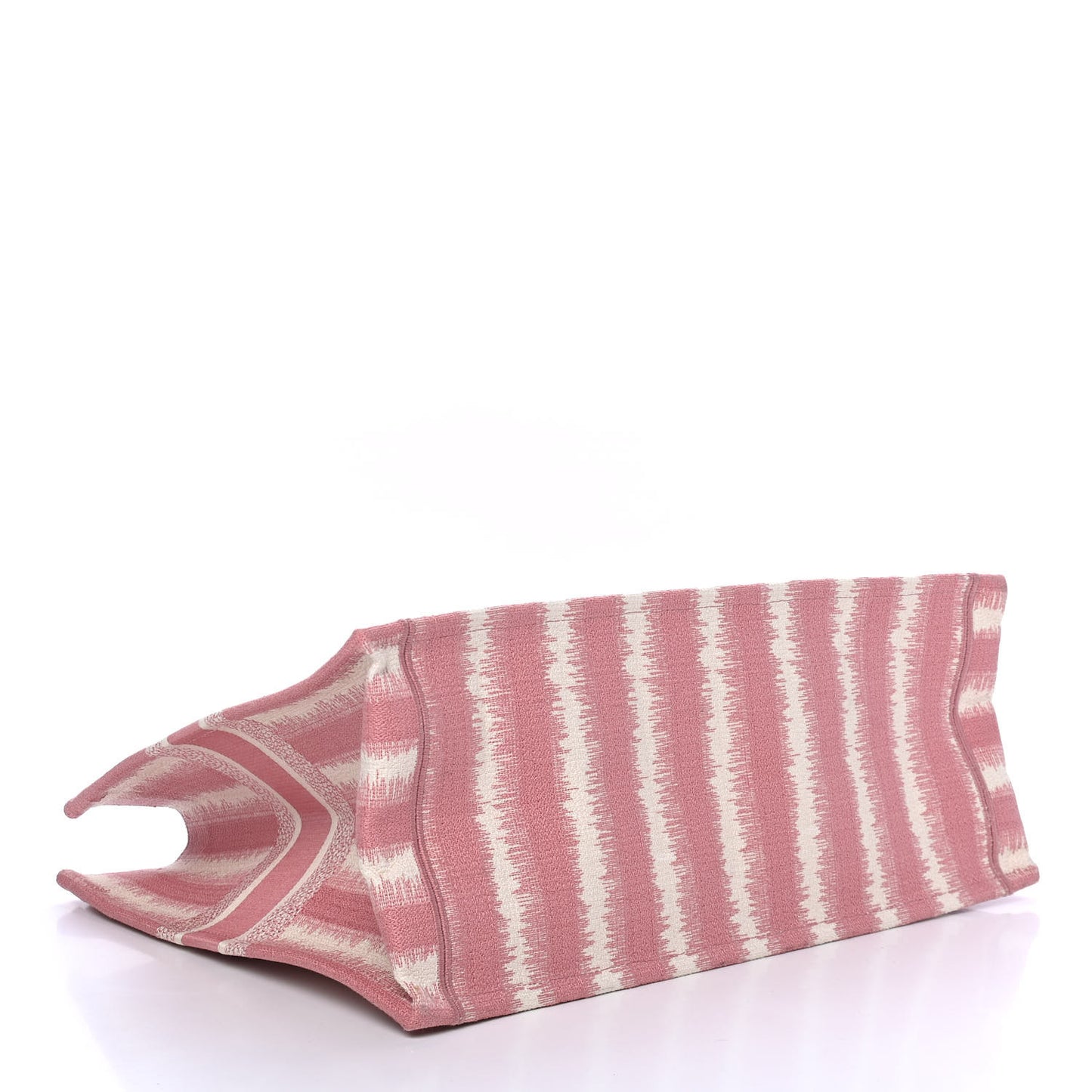Canvas Embroidered Large Striped Book Tote Pink
