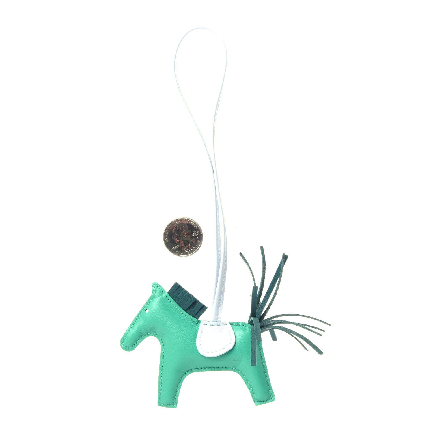 Hermes Milo Lambskin Grigri Rodeo Horse Bag Charm PM Menthe Malachite Brume 2 of 6