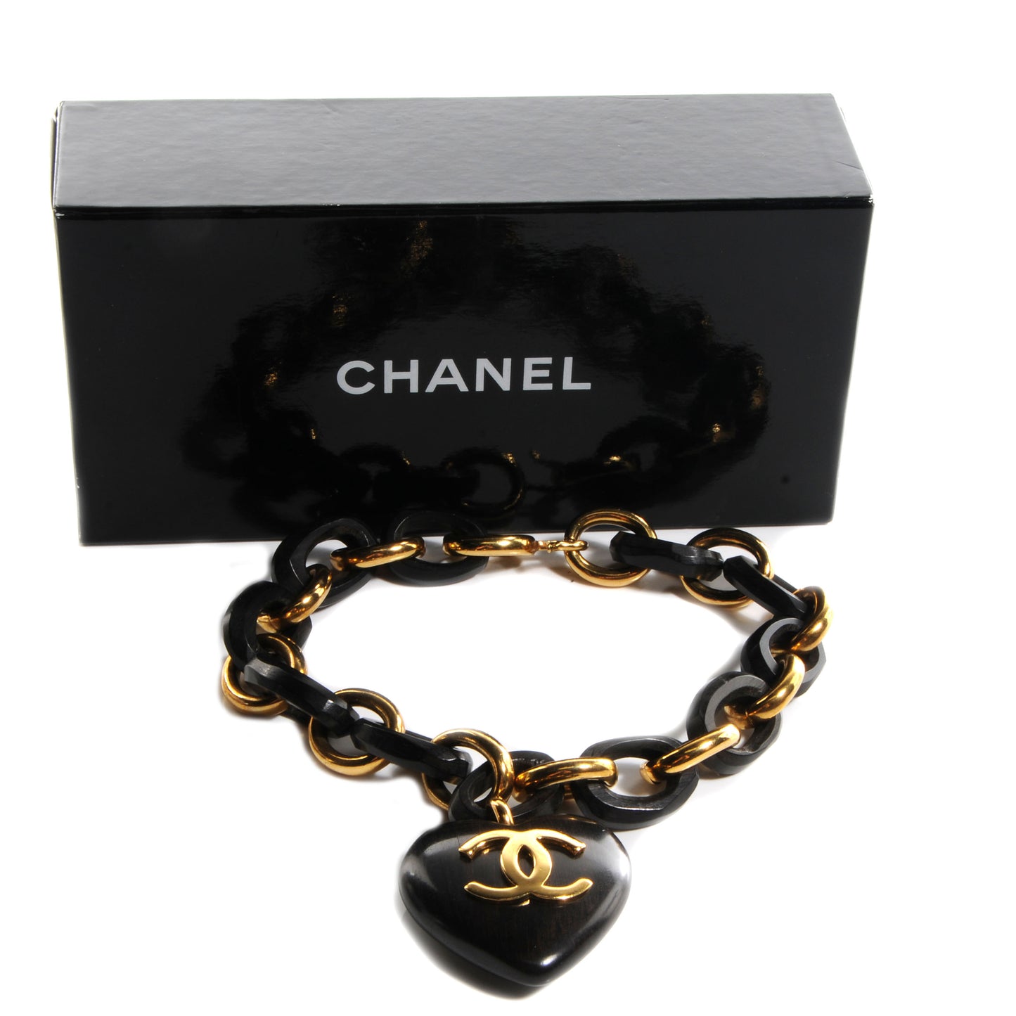 CC Wooden Heart Chain Link Necklace