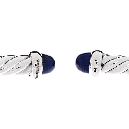 David Yurman Sterling Silver 14K Yellow Gold Lapis Lazuli 4mm Cable Flex Bracelet 3 of 3