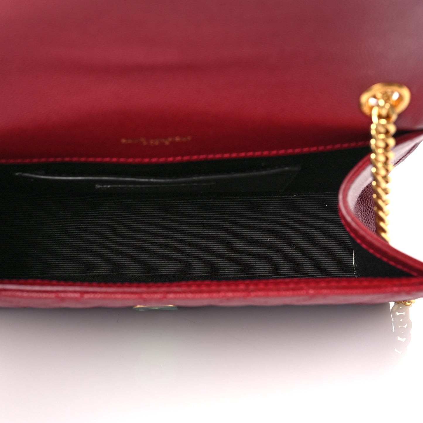 Grain De Poudre Textured Mixed Matelasse Triquilt Small Monogram Satchel Red