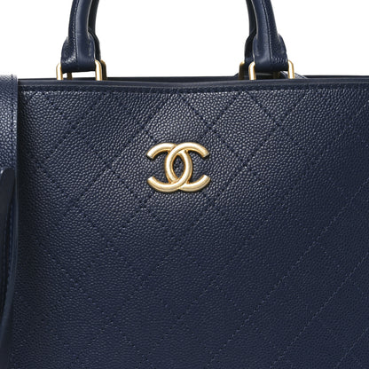 Chanel Bullskin Stitched Bi-Color Large Shopping Tote Blue 8 of 10