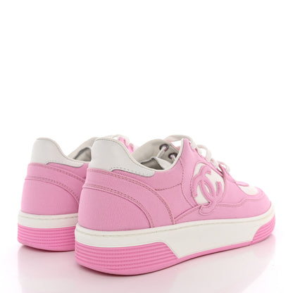 Chanel Cotton Sneakers 39.5 Pink White 4 of 12