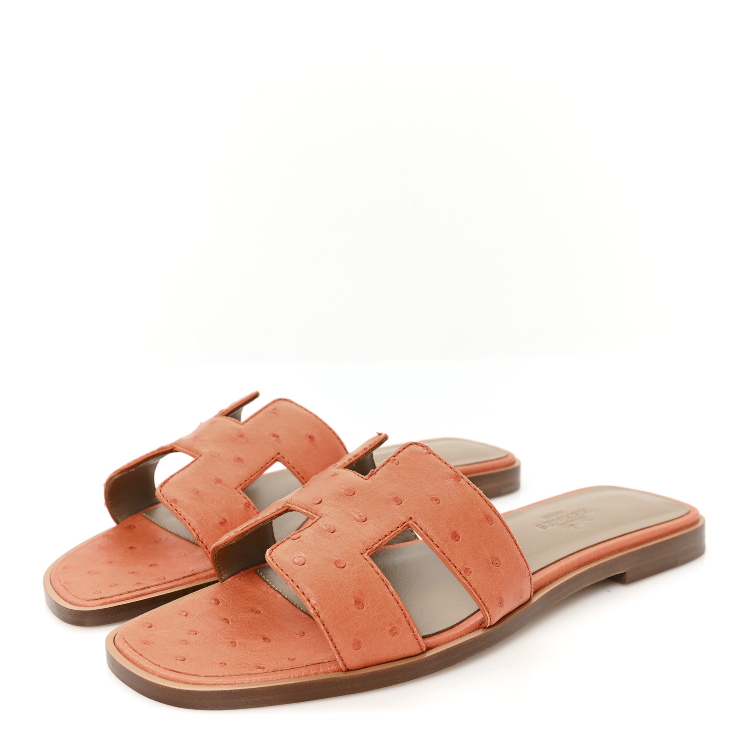 Hermes Ostrich Oran Sandals 36 Orange 4 of 10