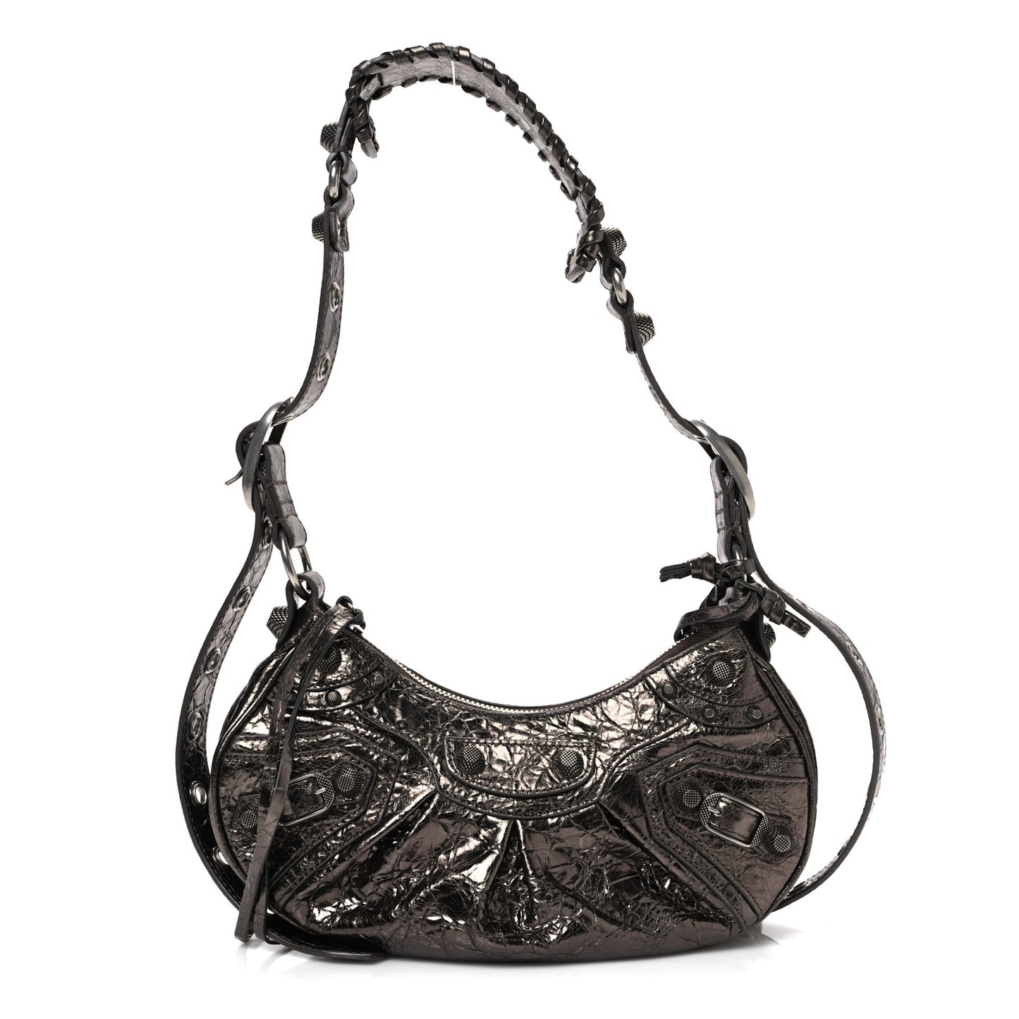Metallic Agneau Arena Le Cagole Shoulder Bag XS Dark Bronze