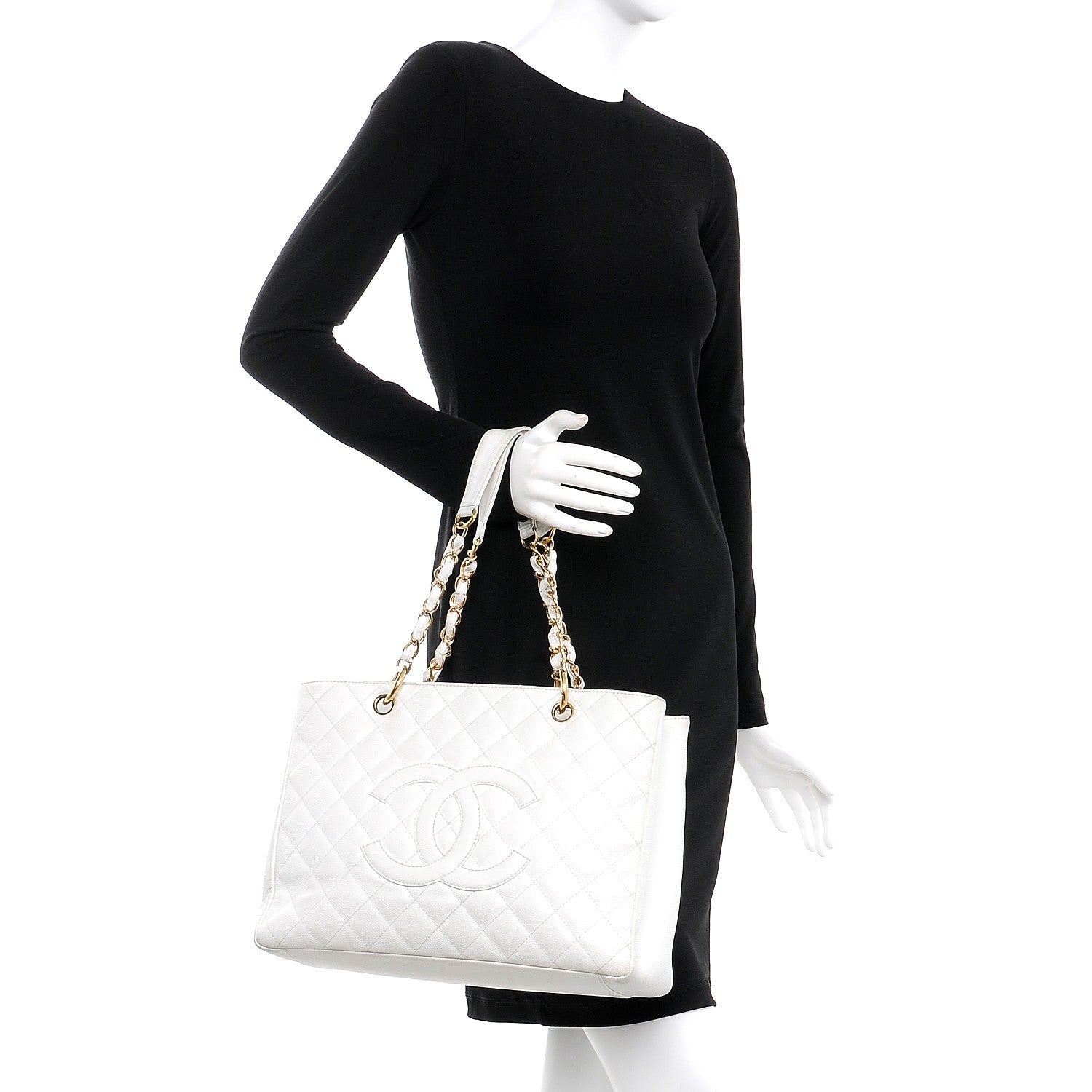 Chanel Caviar Quilted Grand Shopping Tote GST White 2 of 17