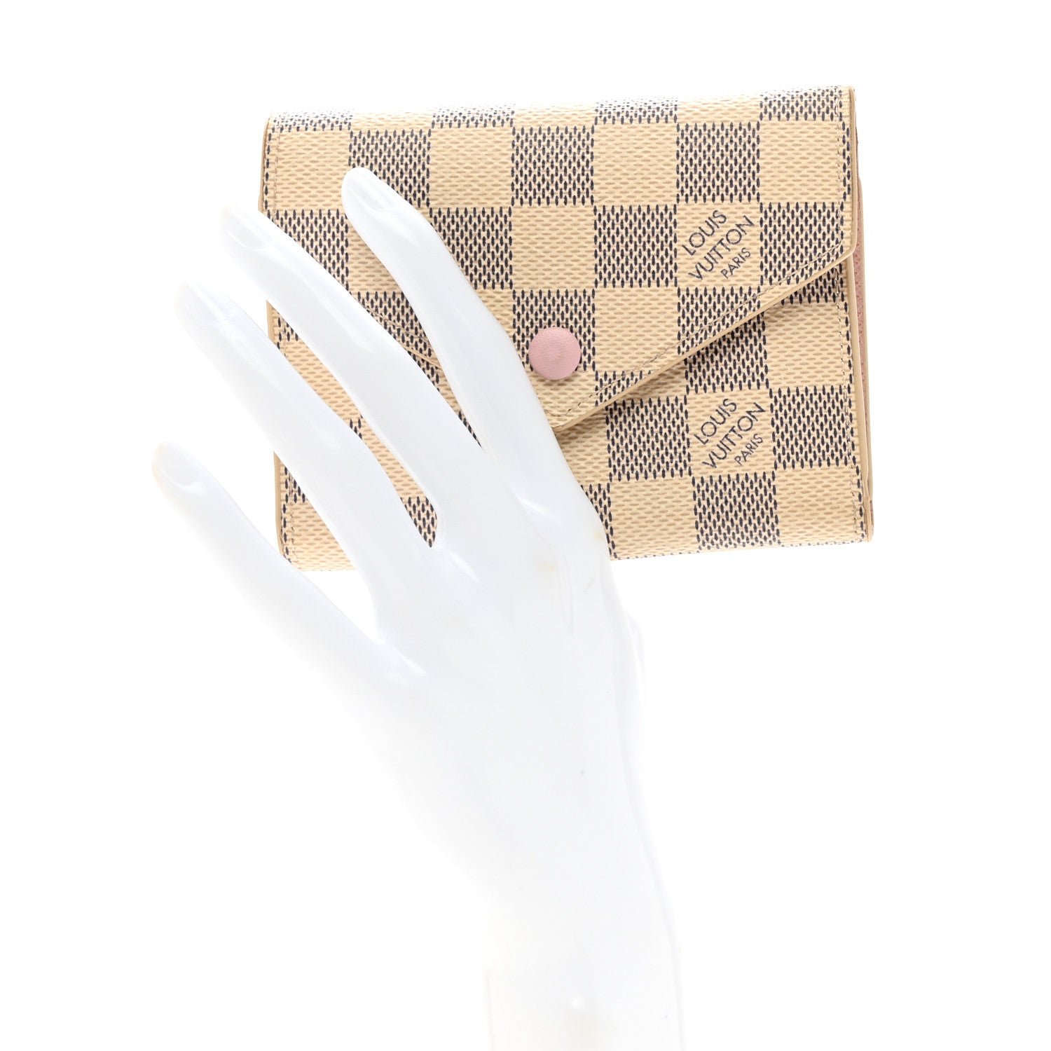 Louis Vuitton Damier Azur Victorine Wallet Rose Ballerine 2 of 8