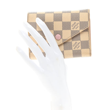 Louis Vuitton Damier Azur Victorine Wallet Rose Ballerine 2 of 8