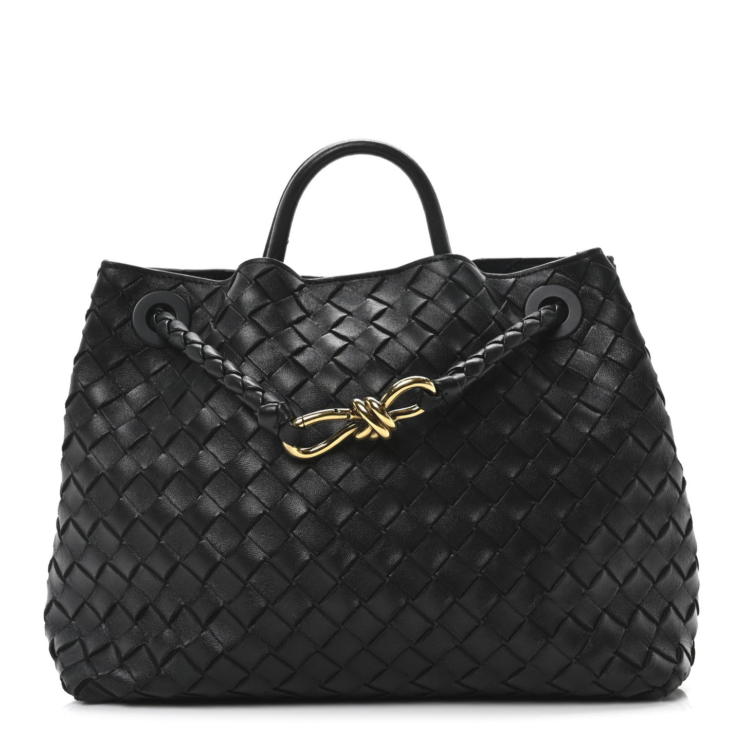 Nappa Intrecciato Medium Andiamo Shoulder Bag Black