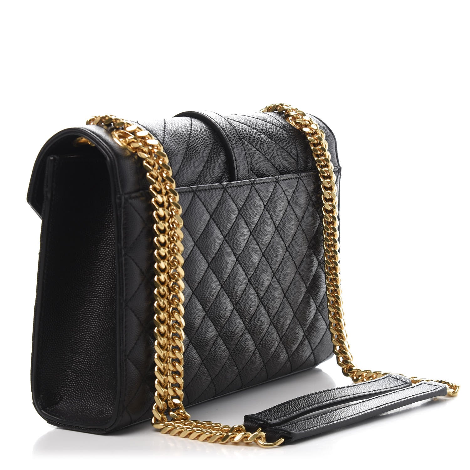 Saint Laurent Grain De Poudre Textured Mixed Matelasse Triquilt Medium Monogram Satchel Black 3 of 13