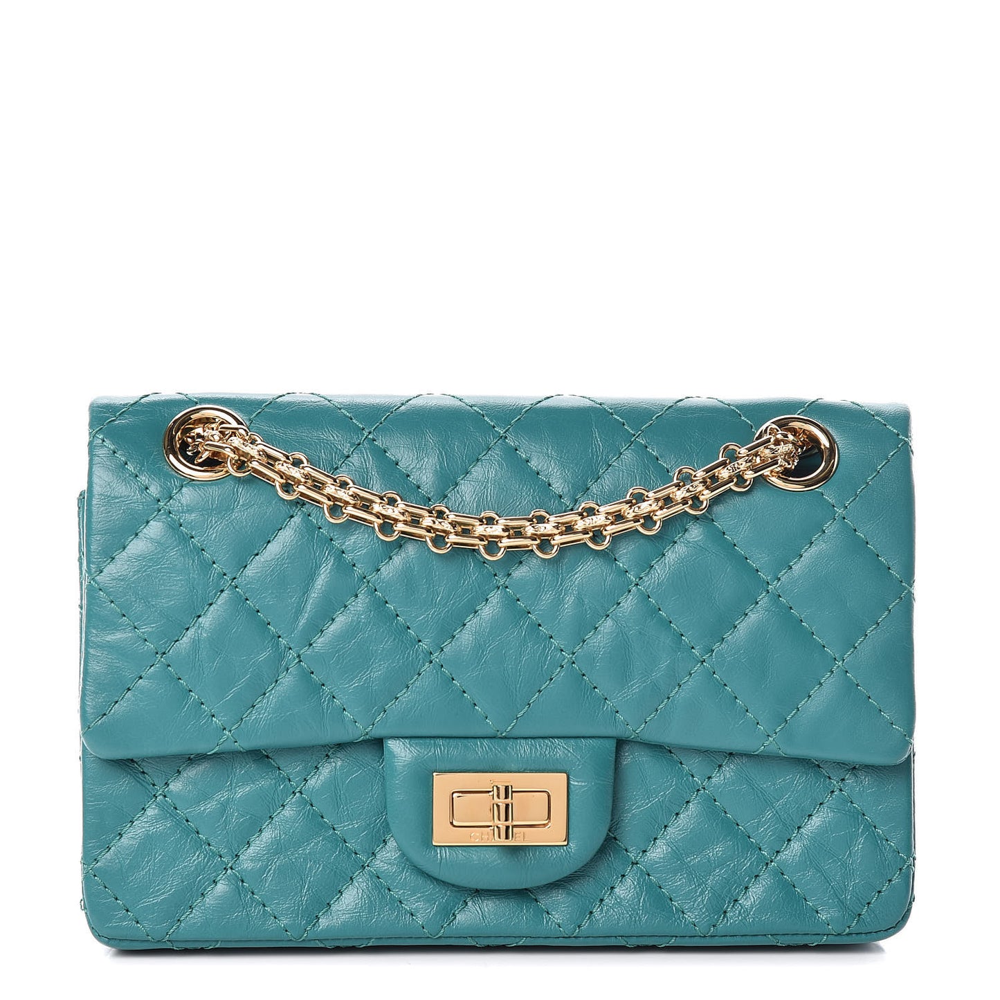 Aged Calfskin Quilted 2.55 Reissue Mini Flap Green