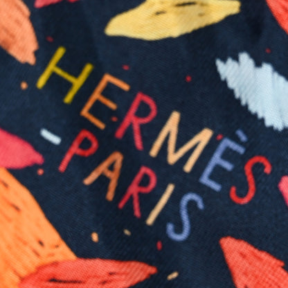 Hermes Silk Chacun Fait Son Nid Twilly Orange Marine Rouge 2 of 4