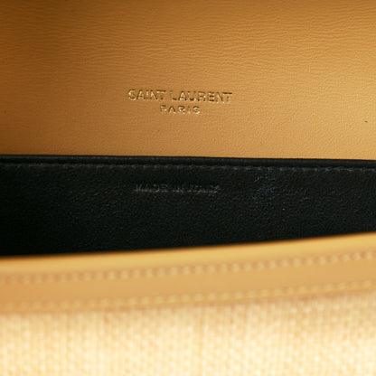Saint Laurent Micro Raffia Monogram Uptown Chain Wallet Natural Hay Blush 6 of 8
