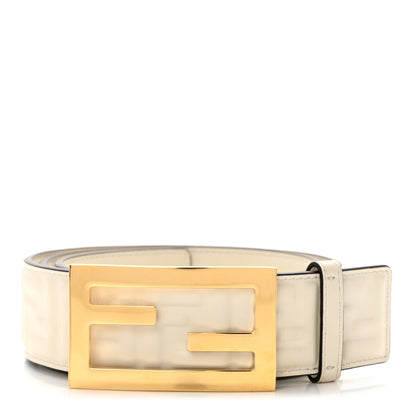 Fendi Vitello Grace FF 1974 Embossed Baguette Belt 80 32 White 1 of 5