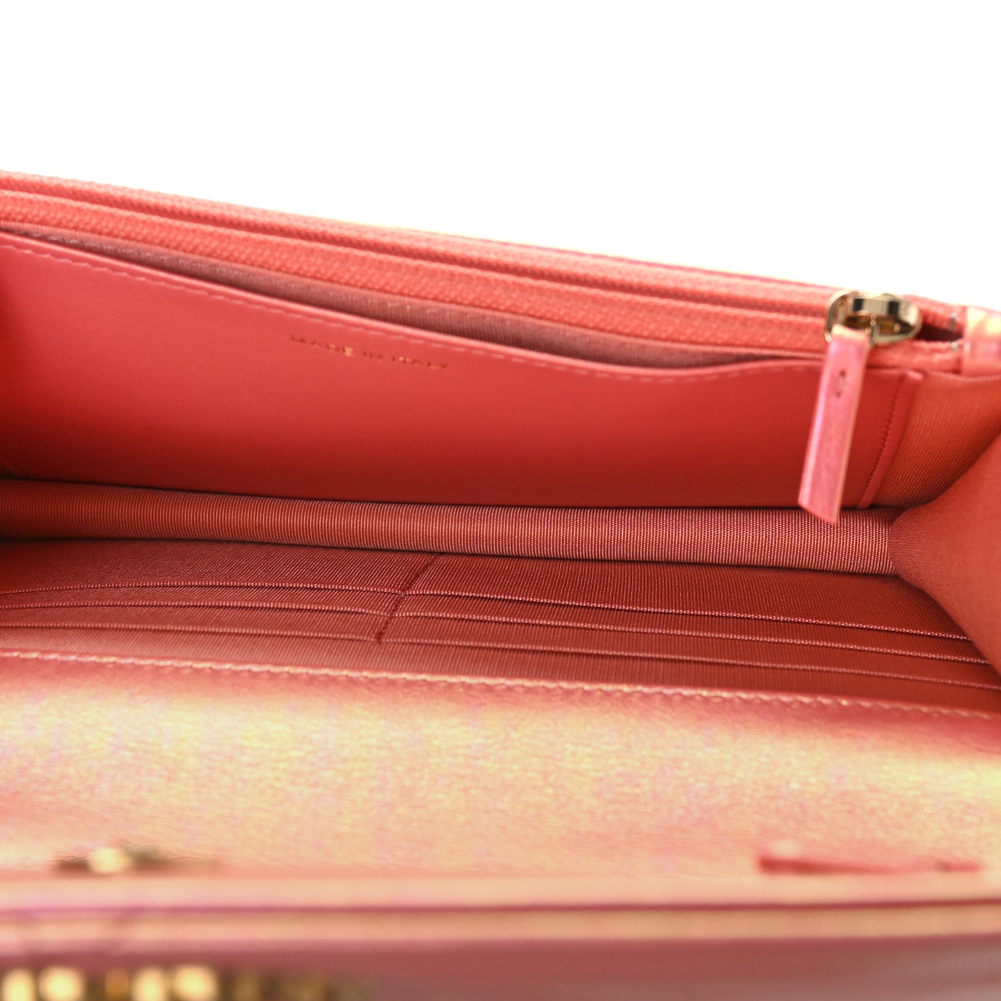 Iridescent Calfskin Quilted Chanel 19 Wallet On Chain WOC Pink