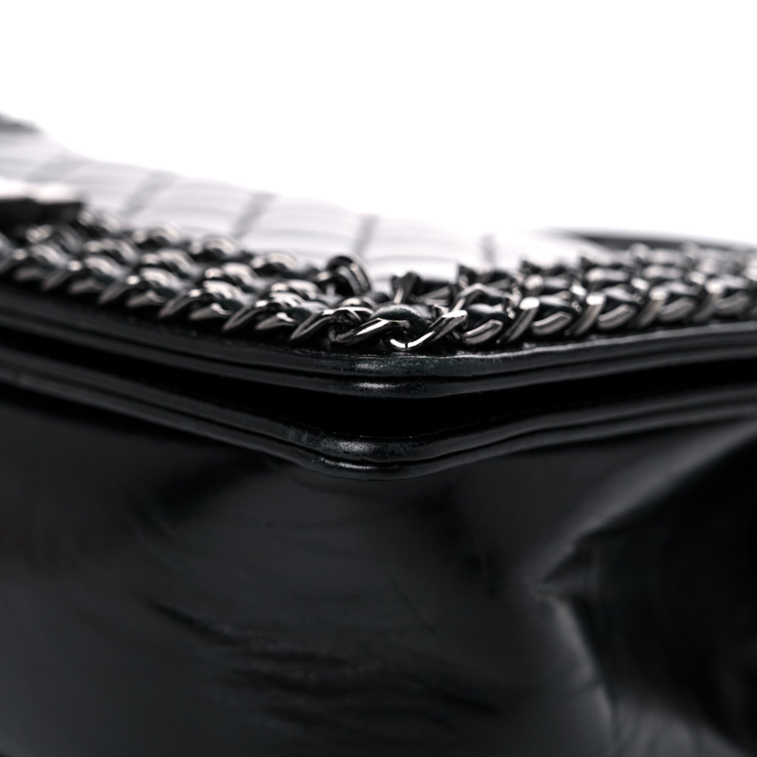 Chanel Glazed Calfskin Quilted Medium Boy Chained Flap Black 9 of 18