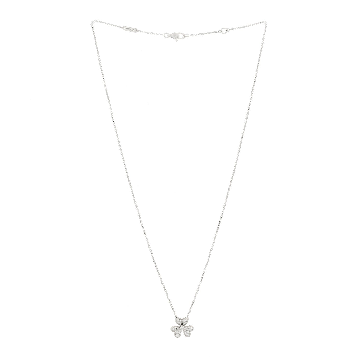 Van Cleef & Arpels 18K White Gold Diamond Mini Frivole Pendant Pave Necklace 2 of 6