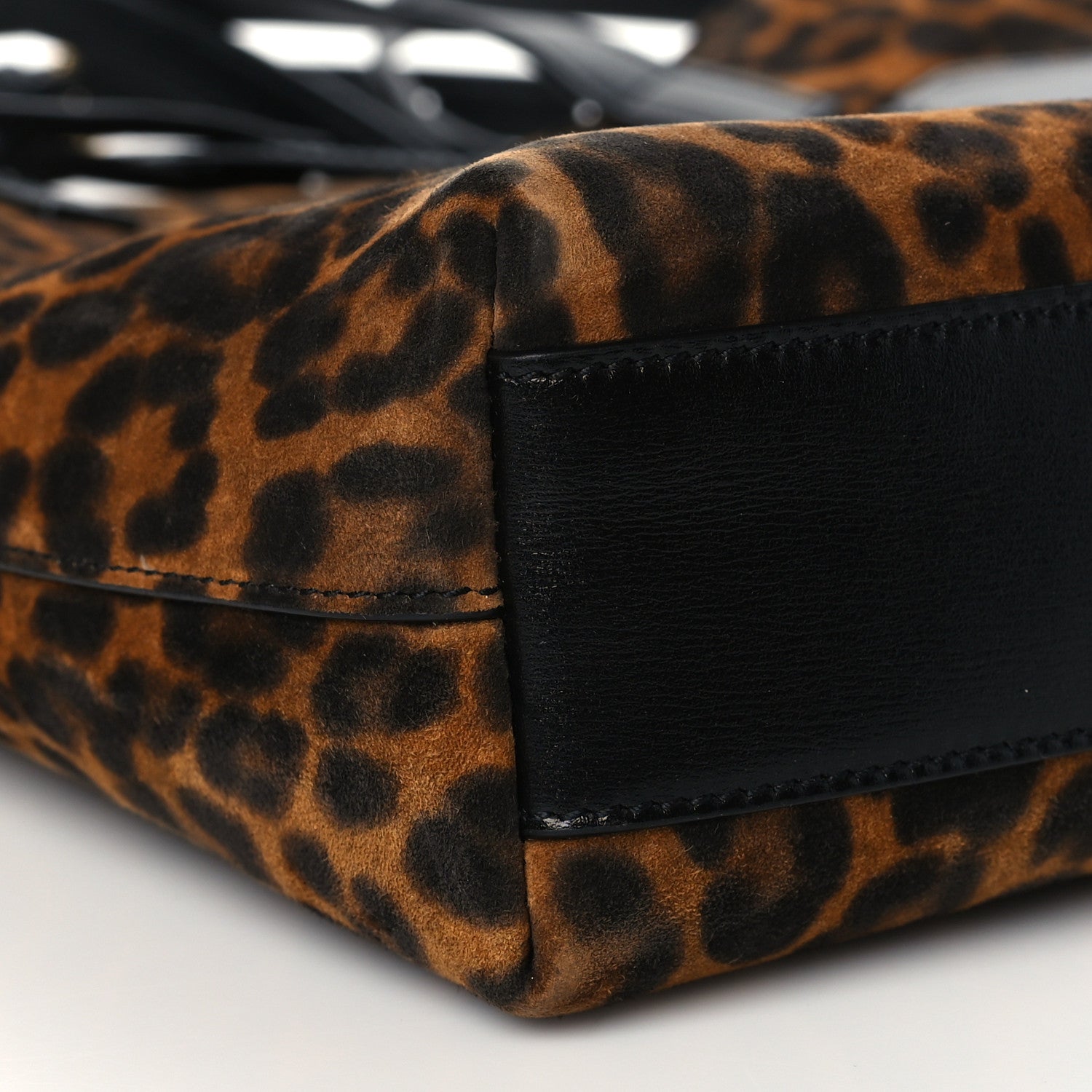 Saint Laurent Suede Leopard Print Toy Shopping Tote Naturale 9 of 10